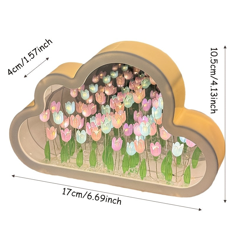 DIY Tulip Cloud Night Light Kit, Handcrafted Acrylic Material, Seasonal Decorative Craft Gift. Compact storage, assembly height under 68.58 cm.