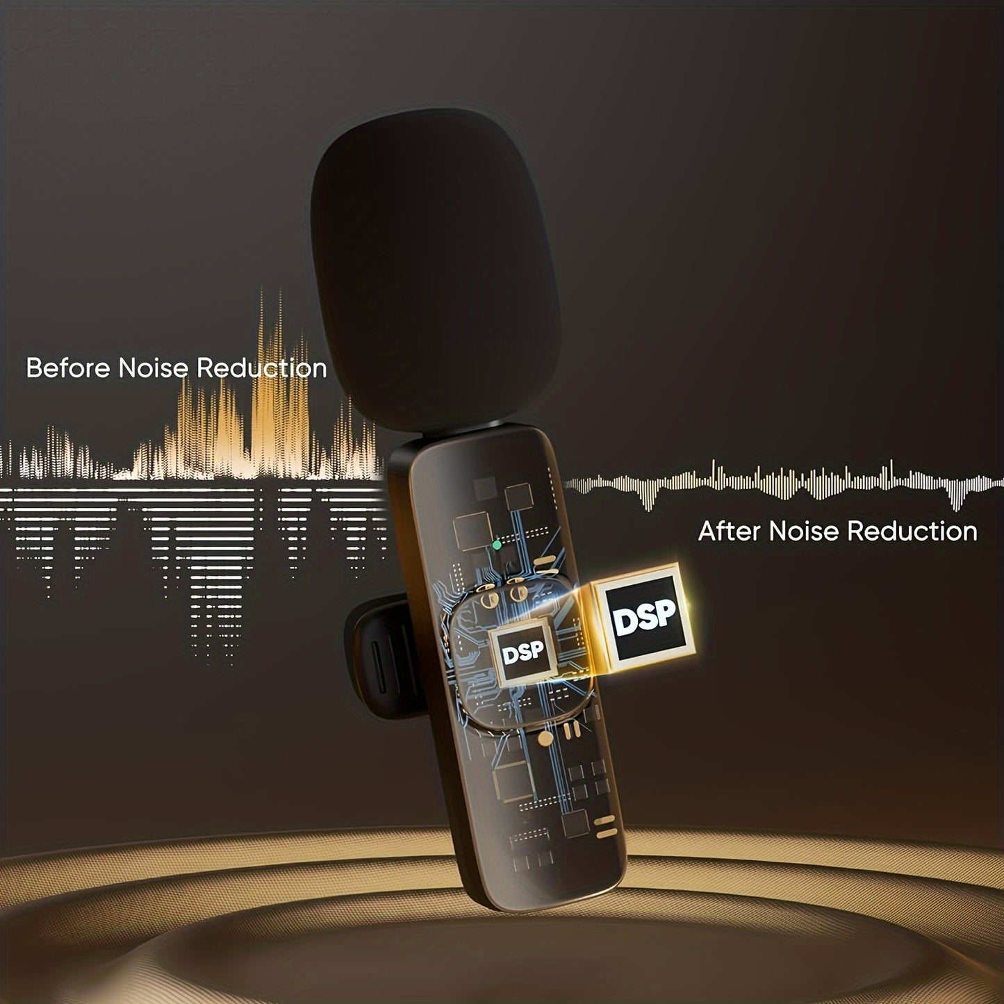 Professional wireless microphone with noise cancelling for Vlog video recording and live streaming.