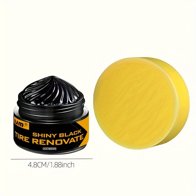 KJM Shiny Black Tire Renovate Wax - Enhances gloss and durability for car, motorcycle, and bicycle tires.