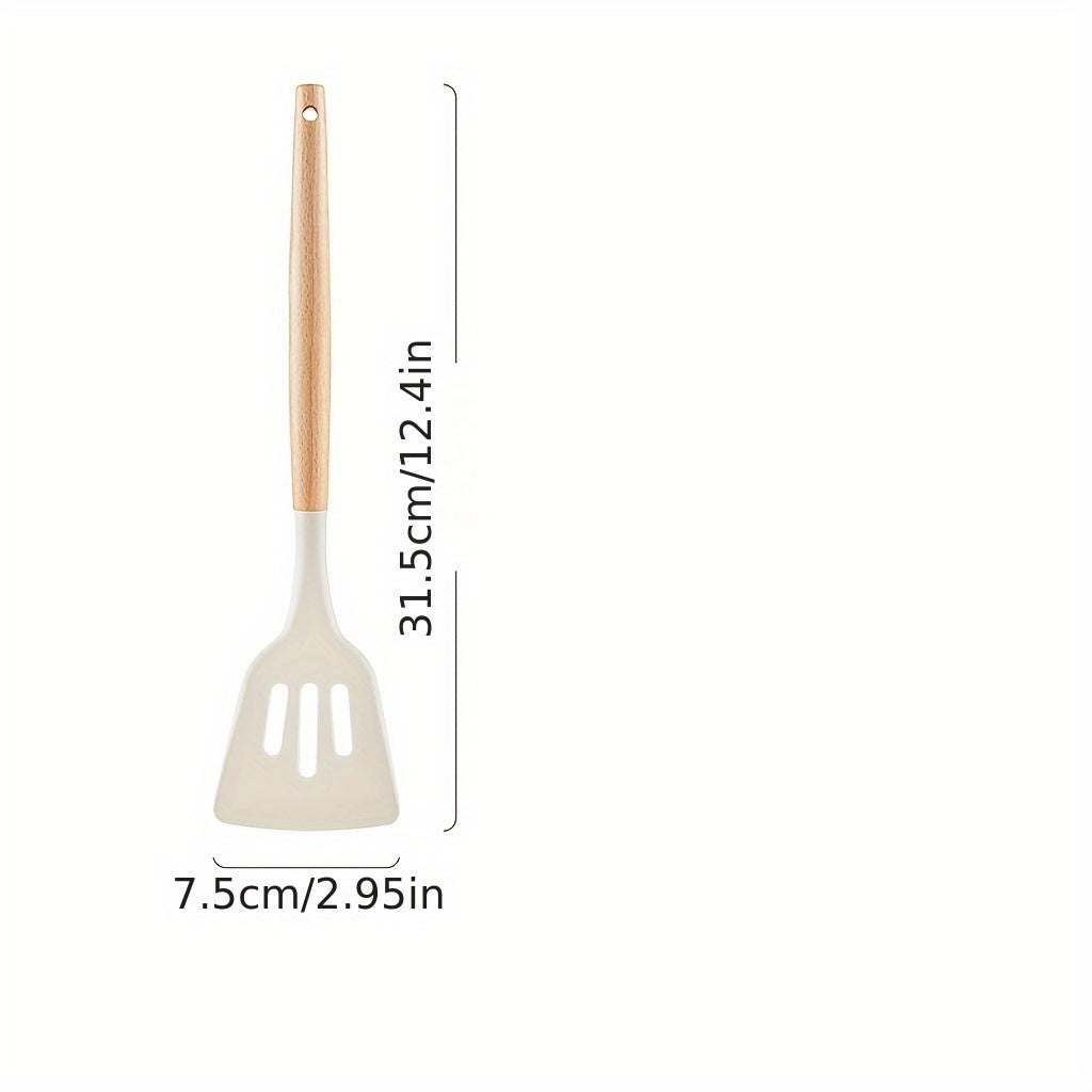 Silicone Spatula with Wooden Handle - Ideal for High Temperatures, Non-Stick Cooking