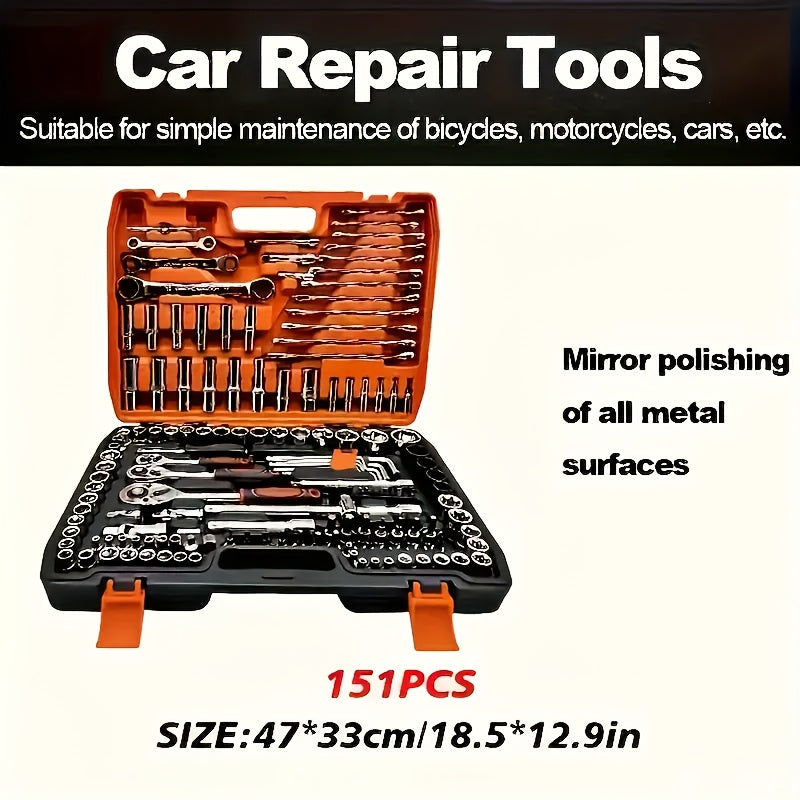 151pcs/46pcs Professional Automotive Master Tool Set - High-Quality Tool Kits for Car, Bicycle, And Motorcycle Care - Compact, Portable, Comprehensive Solution with Ratchet Wrench