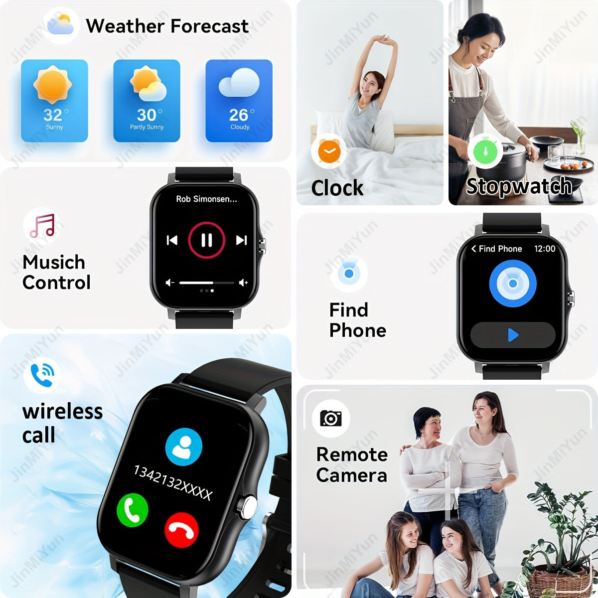 Get the 1.83 inch Full Screen Touch Sports Smartwatch for Men and Women with wireless call/message reminder and multiple sport modes. Answer/dial phone calls, take remote photos/play music