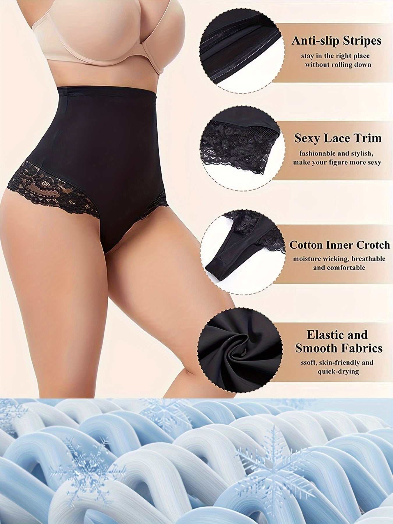 High Waist Shaping Thongs with Tummy Control Compression for Women's Underwear & Shapewear