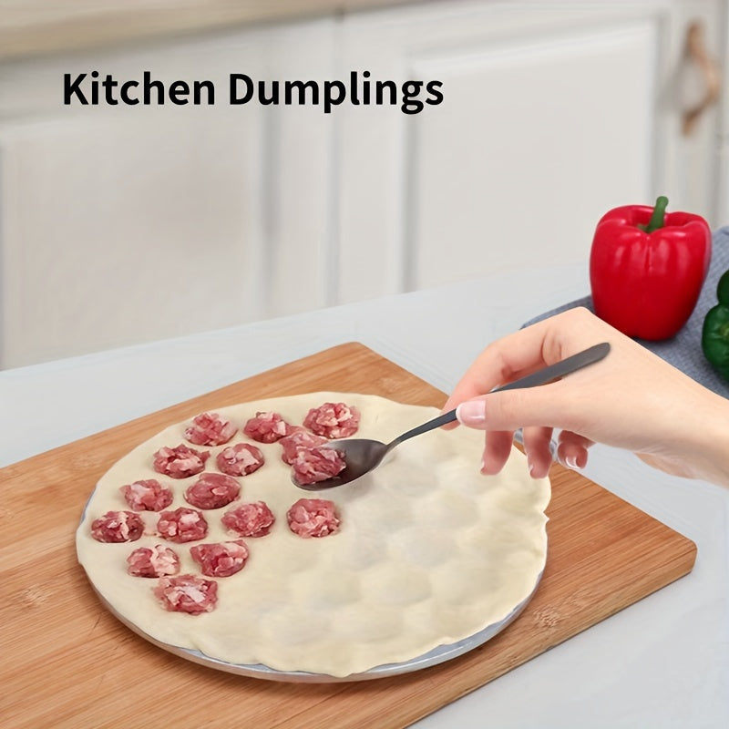 Collection of handy kitchen gadgets comprising of a dumpling maker, dumpling cutter, golden aluminum dumpling mold, tray dumpling cooking mold, and portable outdoor camping tool for effortless transport and convenience during use.