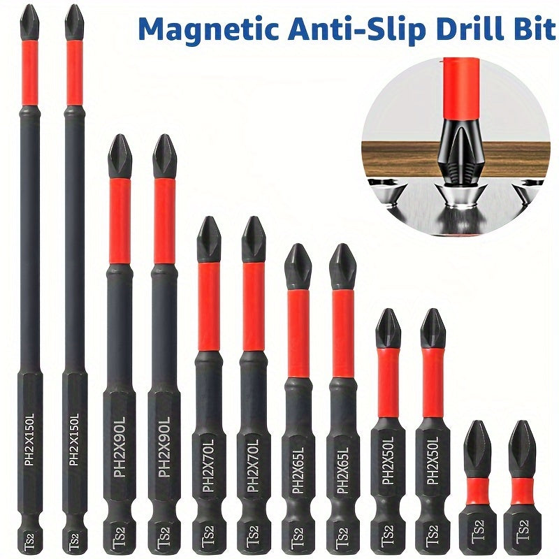 Magnetic Anti-Slip Drill Bit Set: 3/5/6 Pcs, S2 Steel, Phillips & Impact Bits, for Electric & Manual Drivers, Anti-Slip Grip.