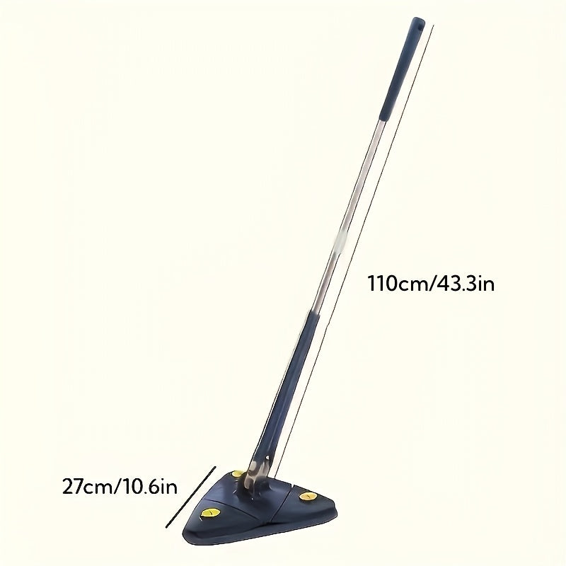 360-degree rotating triangle mop with telescopic handle – a versatile cleaning tool for wet and dry use on floors in the bathroom, kitchen, bedroom, and living room. Comes with an adjustable handle and microfiber pad.