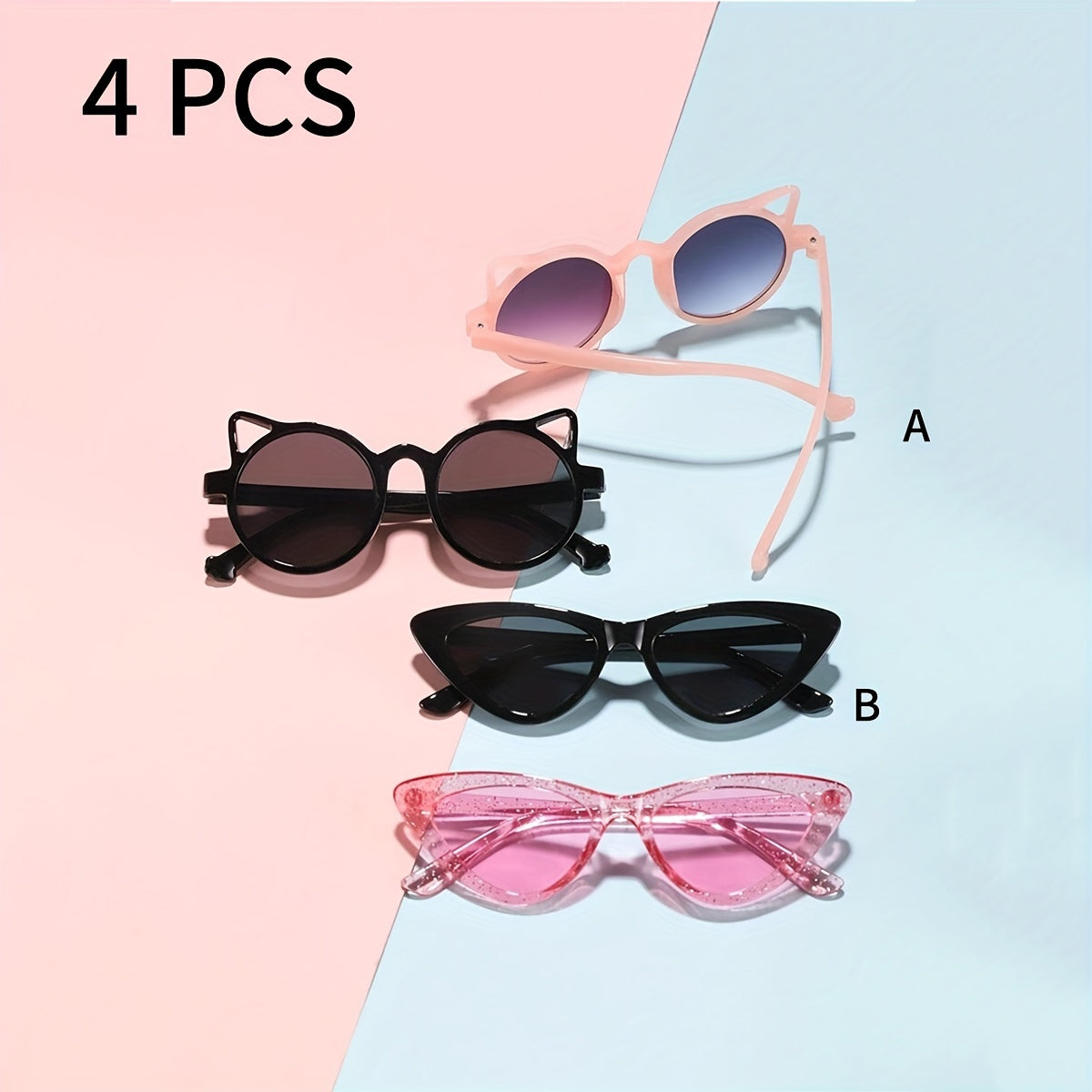 Kids cat eye glasses, casual hiking style, round PC frame and lens, perfect for boys and girls aged 3-14. Ideal for parties, outdoor activities, holidays, and birthdays.