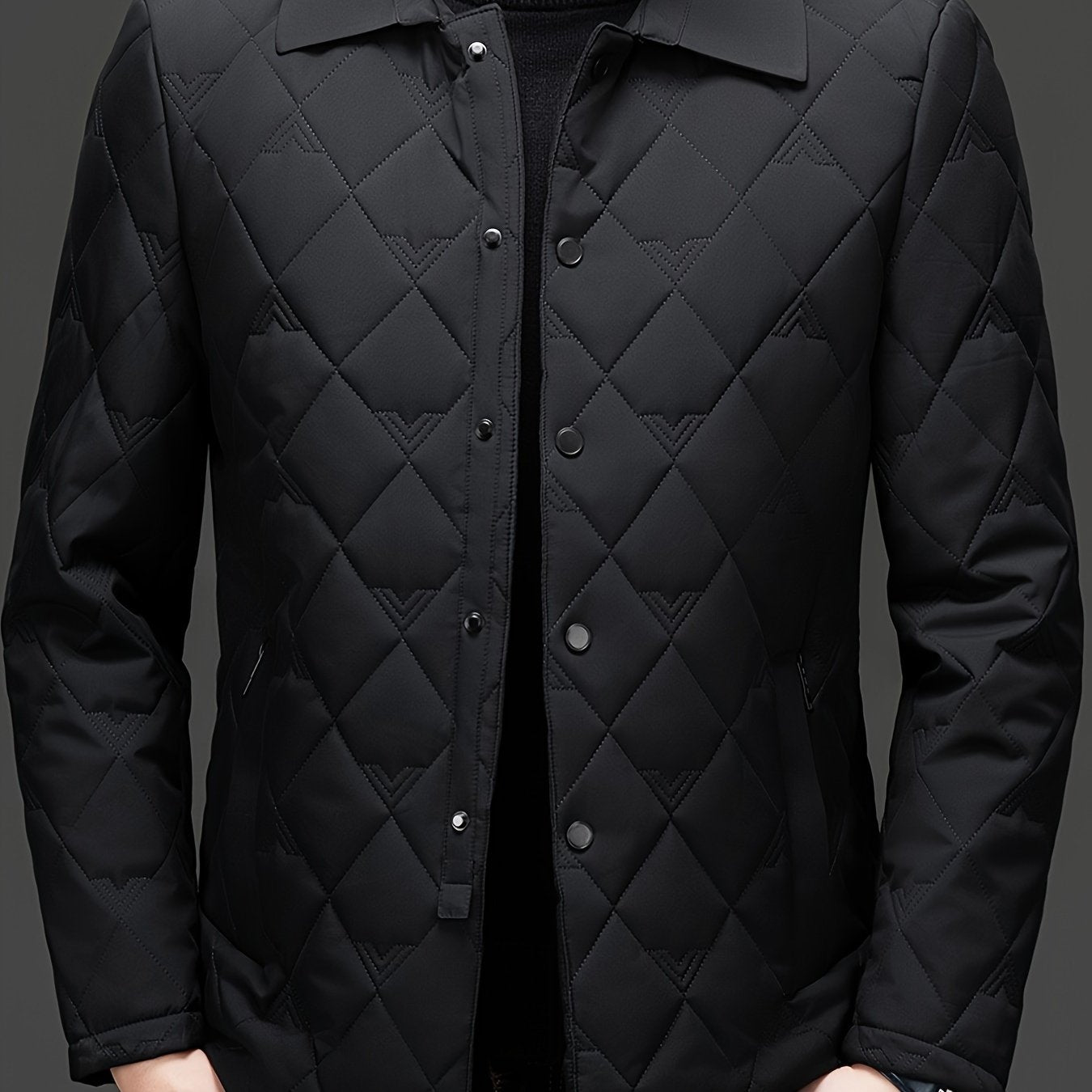 2024 Men's lightweight quilted polyester suit jacket with full zip, pockets, regular fit for business casual & travel, 100% polyester.