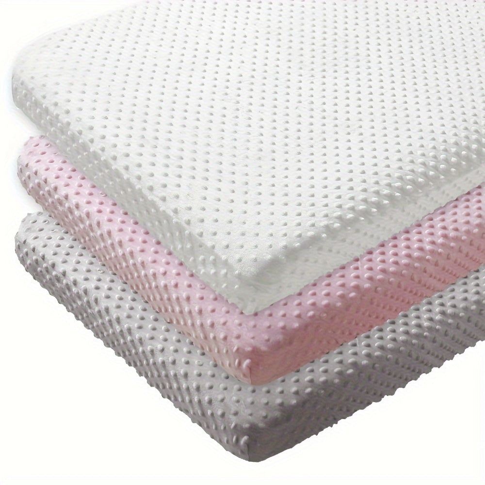 Soft and stretchy minky fitted sheet in a solid color, perfect for home use, comes in 1 piece.