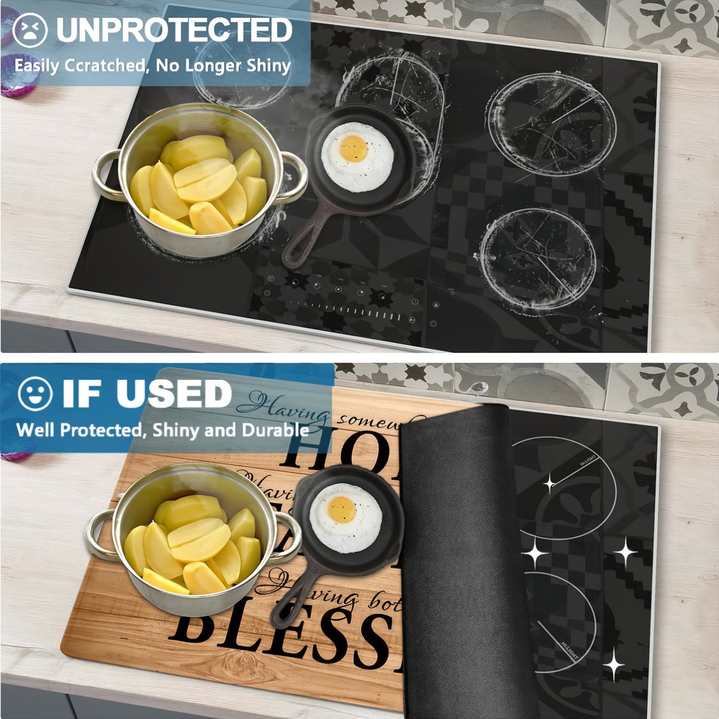 Protect your electric stove with the Home Family Blessing Stove Top Rubber Cover. This 71.12x52.07cm protective pad is ideal for induction cookers and glass ceramic cooktops. The heat resistant and non-slip design prevents scratches and adds extra