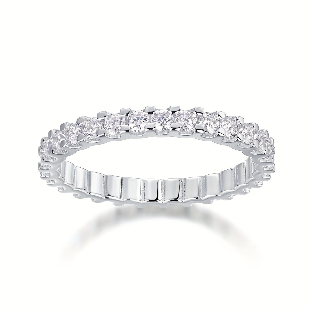 Exquisite Moissanite Eternity Band Ring in 18K Gold Plated 925 Sterling Silver, Ideal for Engagement, Anniversary, Valentine's Day, or as a Gift for Her