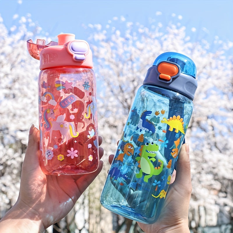 Set of two 20oz cartoon water bottles for outdoor use - portable, durable, leakproof, and foldable for easy carrying. Perfect for gifts on occasions like Christmas, Mother's/Father's Day, or graduations.