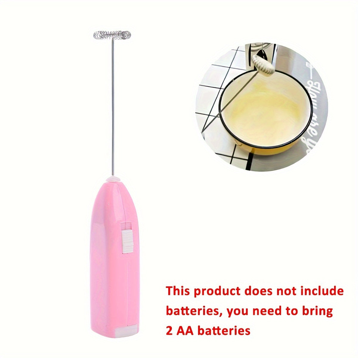 Dual Function Electric Milk Frother and Egg Beater - Battery Powered, Durable Stainless Steel Whisk, Portable Foam Maker for Coffee, Cappuccino, and Desserts, Battery operated (2 AA Batteries Required, Not Included) - Essential Kitchen Gadget