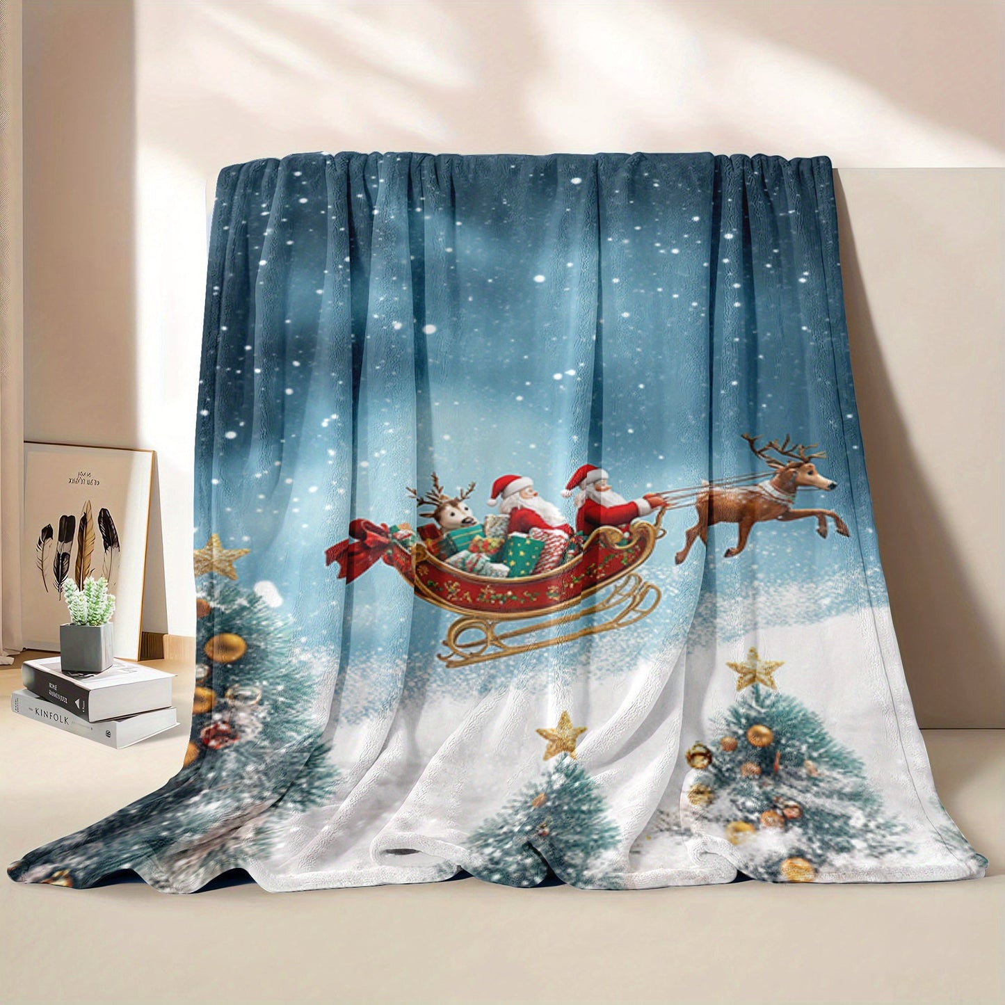 Get cozy this Christmas with our digital print flannel throw blanket! This soft and warm quilted bedding is perfect for all seasons and features a contemporary style. Made with anti-allergy polyester, this multipurpose blanket is ideal for snuggling up