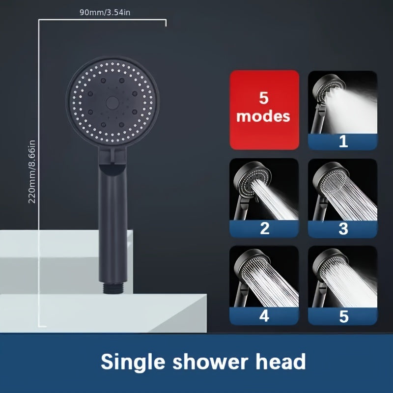 Water-saving hand shower with 5 modes, adjustable spray, wall-mounted, round plastic accessory - perfect for Christmas/Halloween gifting.