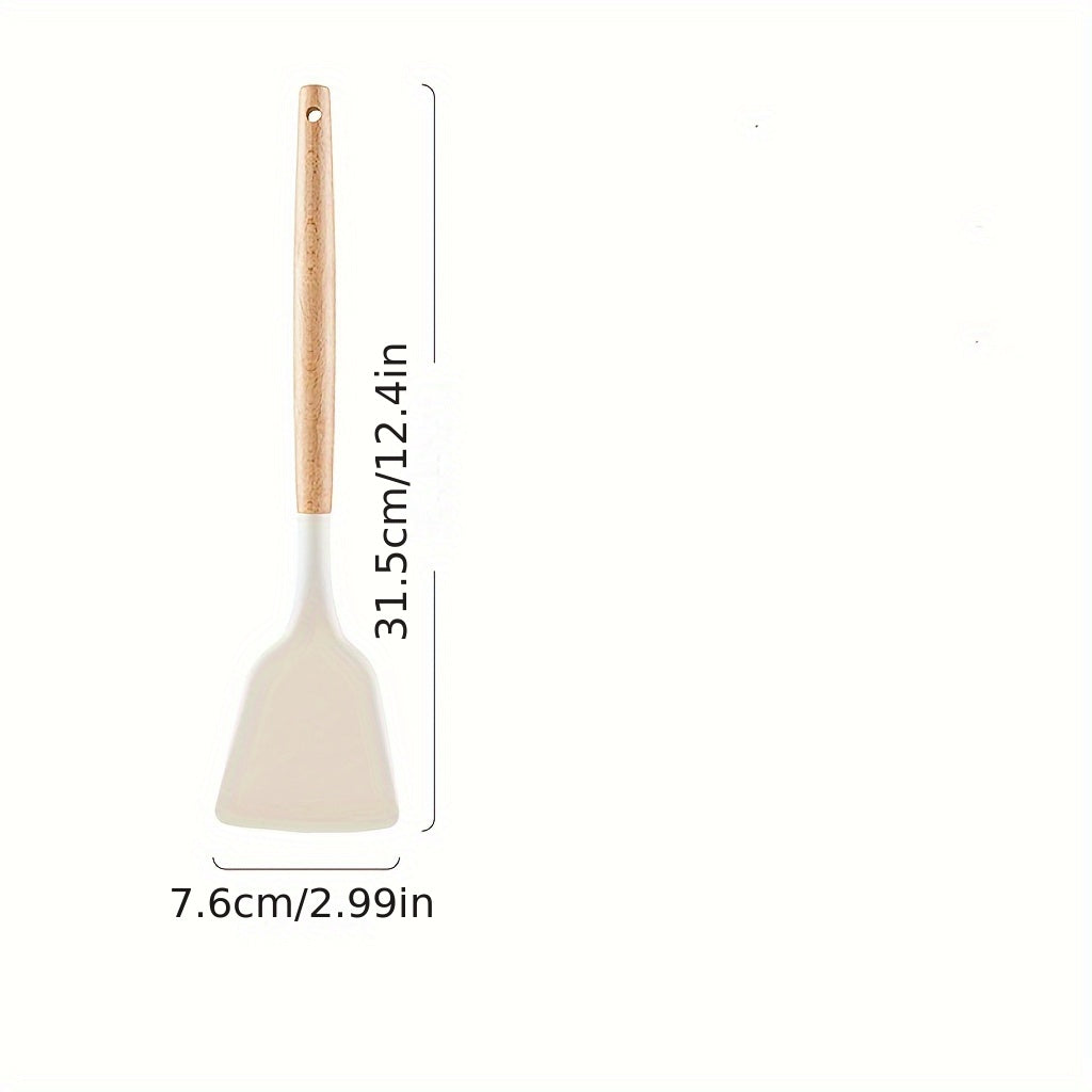 Silicone Spatula with Wooden Handle - Ideal for High Temperatures, Non-Stick Cooking