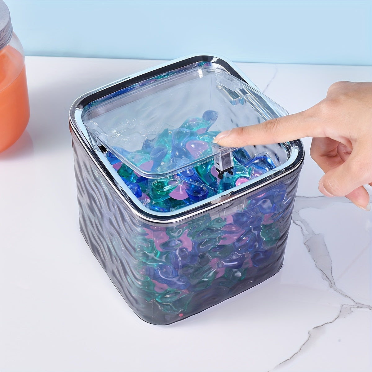 Convenient Laundry Detergent Dispenser with Scoop - Compact Storage for Powder & Beads, Ideal for Home Tidiness, Laundry Powder, Detergent Holder, Scent Booster, Laundry Organization & Storage.