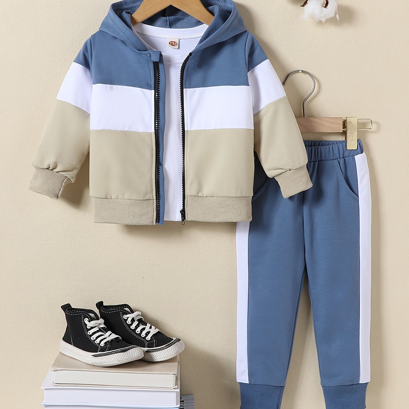 Affordable boys' hoodie and pants set with colorful design.