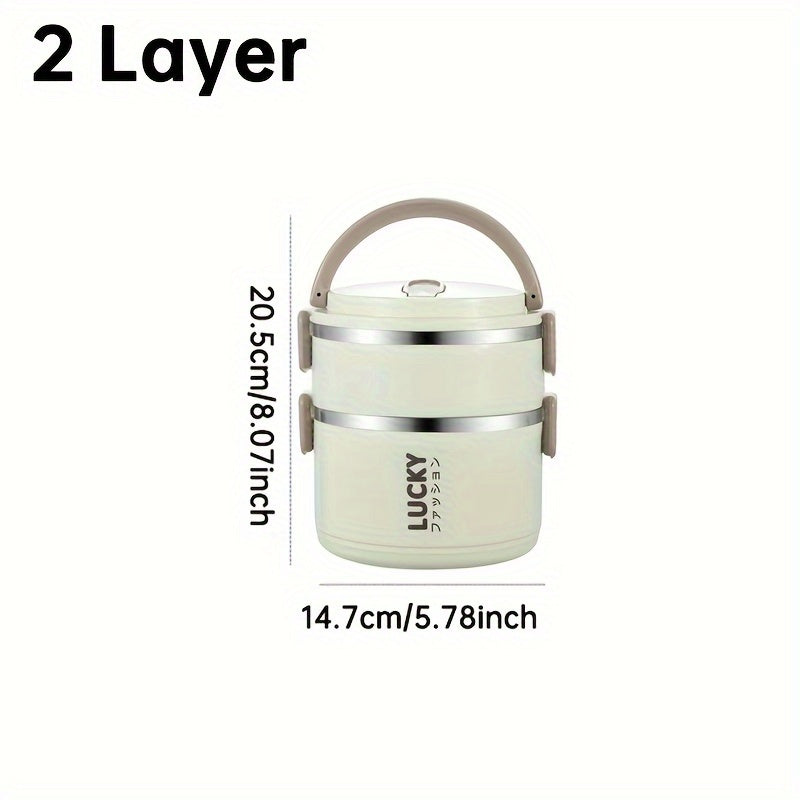 Insulated Lunch Box made of Stainless Steel with Lid & Handle - Leak-Proof, Multi-Layer Thermal Food Storage Container for School, Office, Camping & Picnic