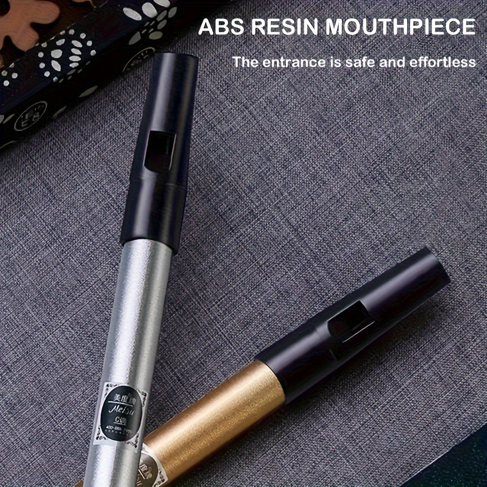 Beginner-friendly Irish tin whistle in C/D key, aluminum alloy with golden finish, straight vertical wind instrument.