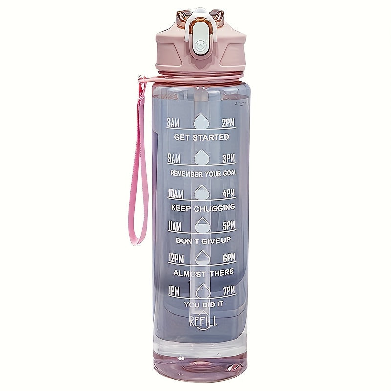 Gradient design sports water bottle with leakproof, portable, and large capacity, ideal for outdoor activities and daily use. Comes in transparent and gradient variations.