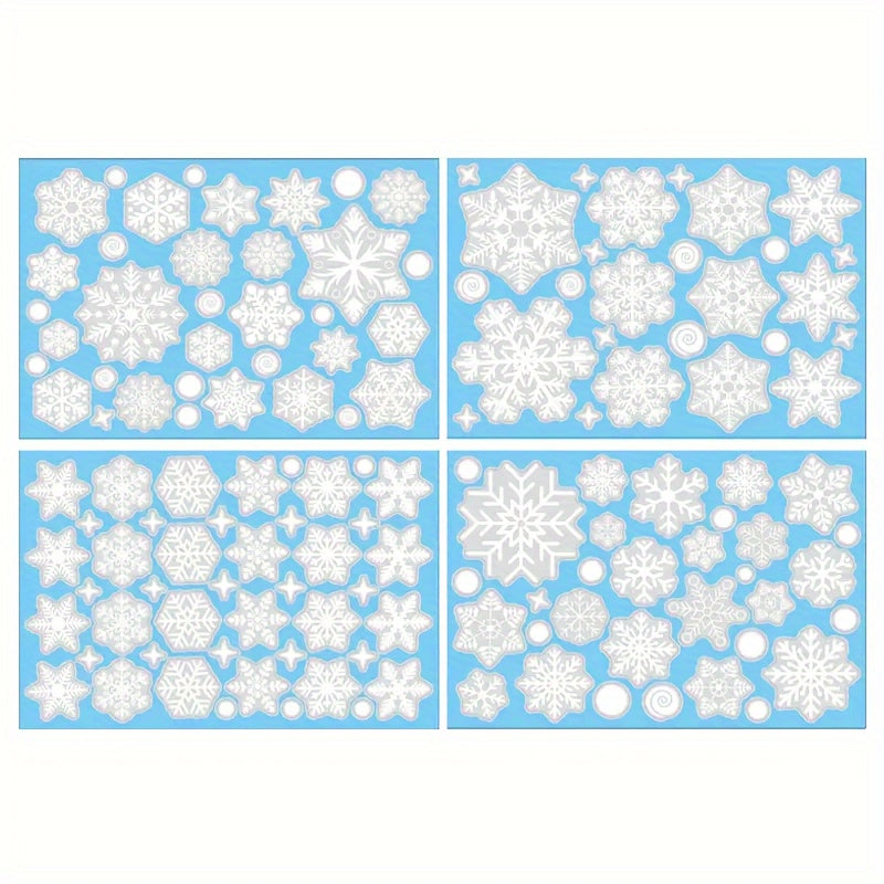 Set of 137 Christmas Snowflake Window Stickers - Static PVC Decals for Glass - Festive Décor without Power - Reusable Winter Decals for Home and Parties