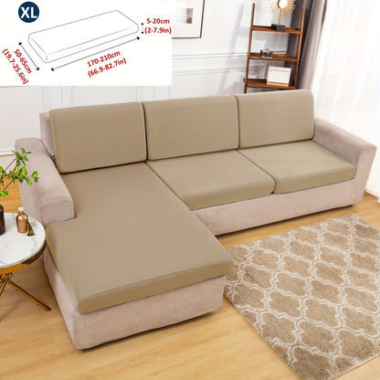 Stretch sofa seat cover to protect living room cushion.