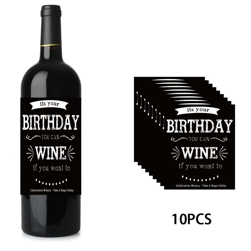 10-pack of humorous birthday wine labels for men and women, glossy self-adhesive stickers for champagne bottles.