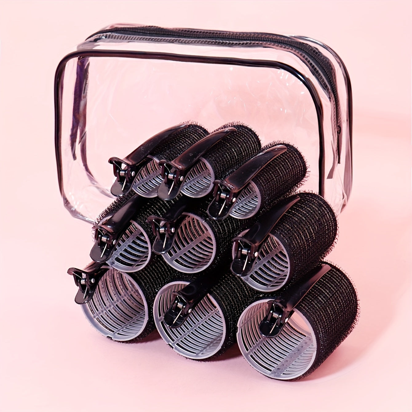 19pc Heatless Curler Set with DIY Styling Curlers, 9 Curlers, 9 Clips, Storage Bag, Portable Hair Styling Tools