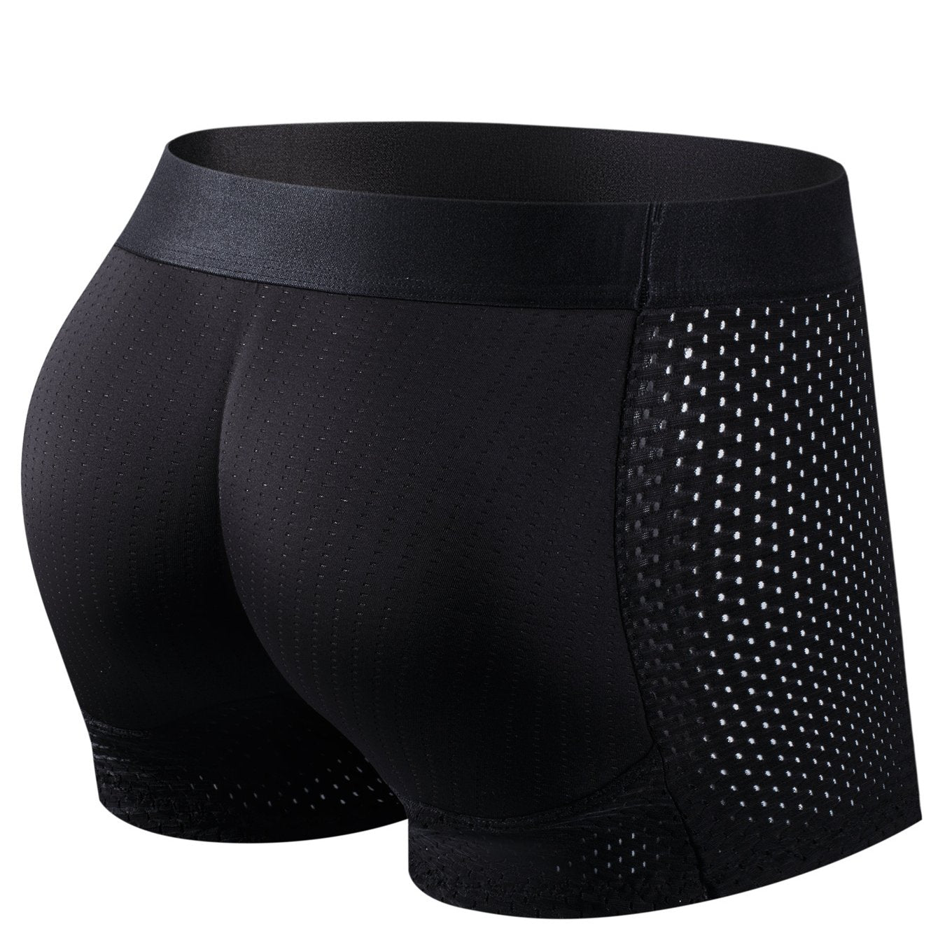 Men's breathable boxer briefs for gym, with butt shaping feature.