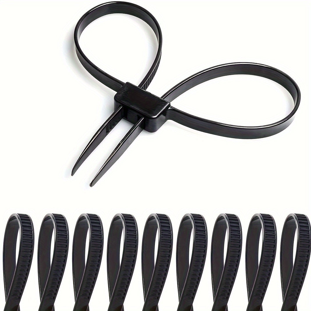 Durable black nylon zipper tie handcuffs in 1/3/10pcs, with UV & heat resistance, weatherproofing, and anti-slip design for secure fastening in various applications.