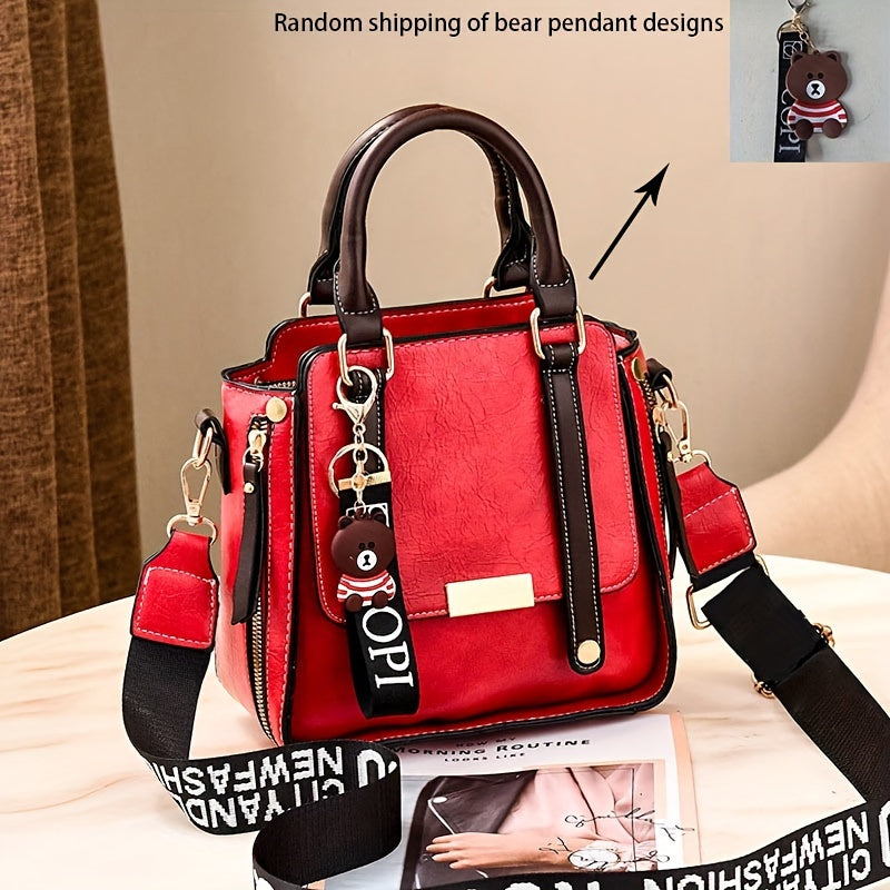 Women's casual messenger bag, 2024 new arrival, with adjustable strap and water-resistant polyester lining. Zipper closure and random pattern design make it fashionable for work and outings.