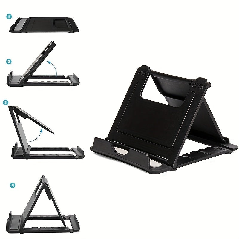 Desktop mobile phone holder with adjustable design, 8.38*7.11cm, available in 6 colors.