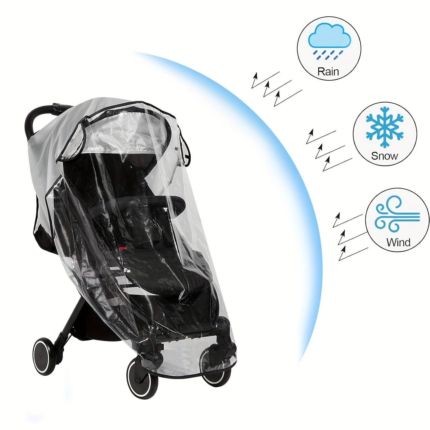 Stroller rain cover for winter protection.