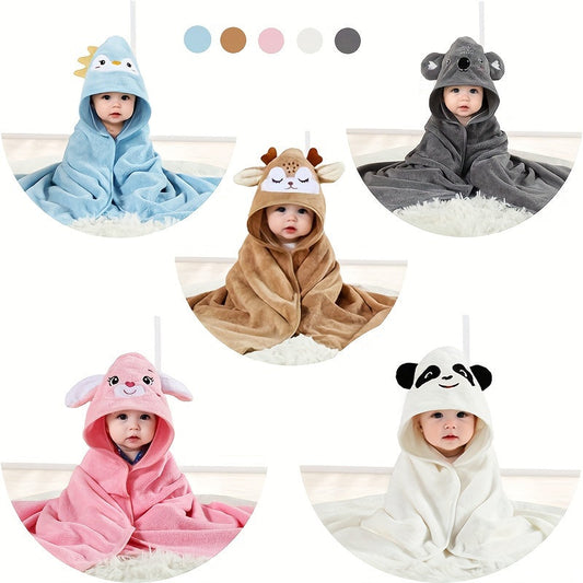 Hooded Youngsters' Bath Towel with Adorable Animal Design - 80.01cm x 80.01cm, Made of Soft & Absorbent Breathable Polyester - Ideal for Kids' Showers, Swaddling, and Stroller Use