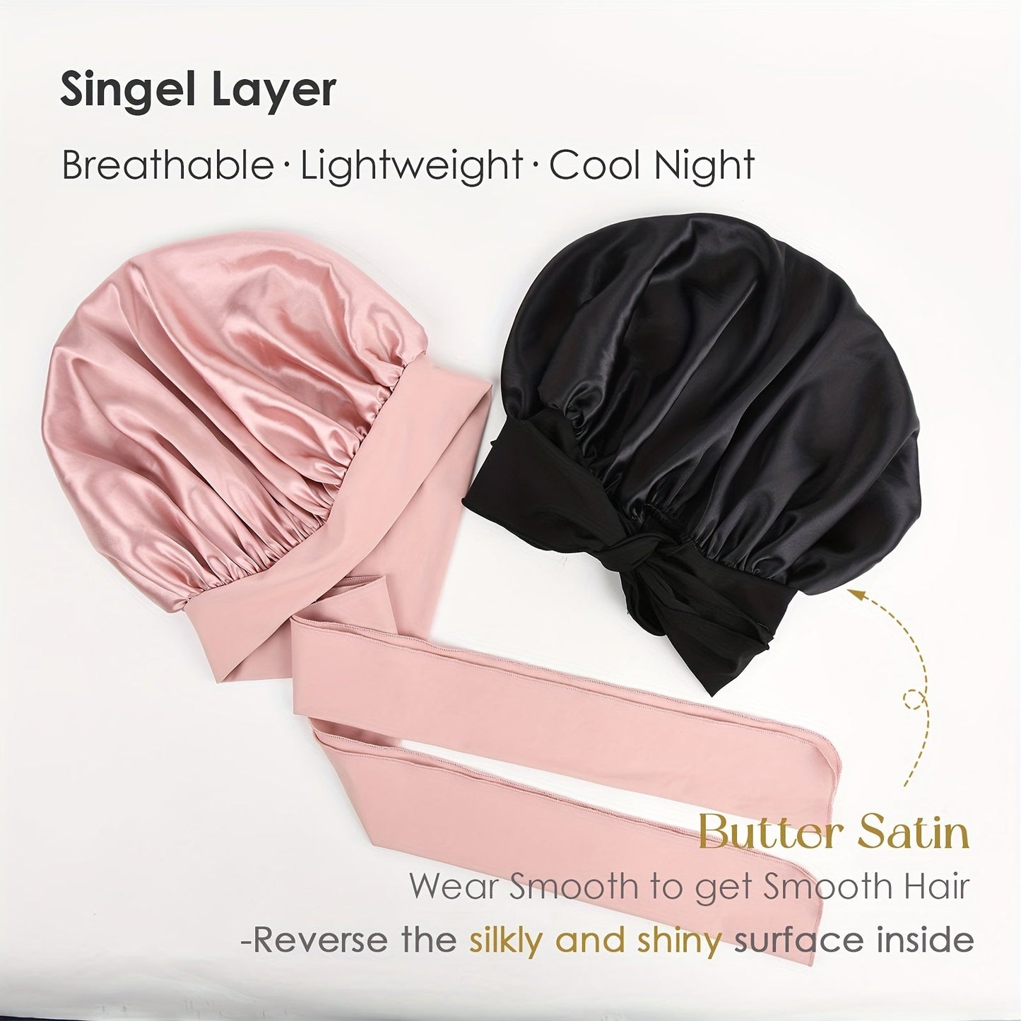 Satin Bonnet Silk Sleep Cap Adjustable Headwear with Tie Band - Perfect Christmas Gift for Women and Men