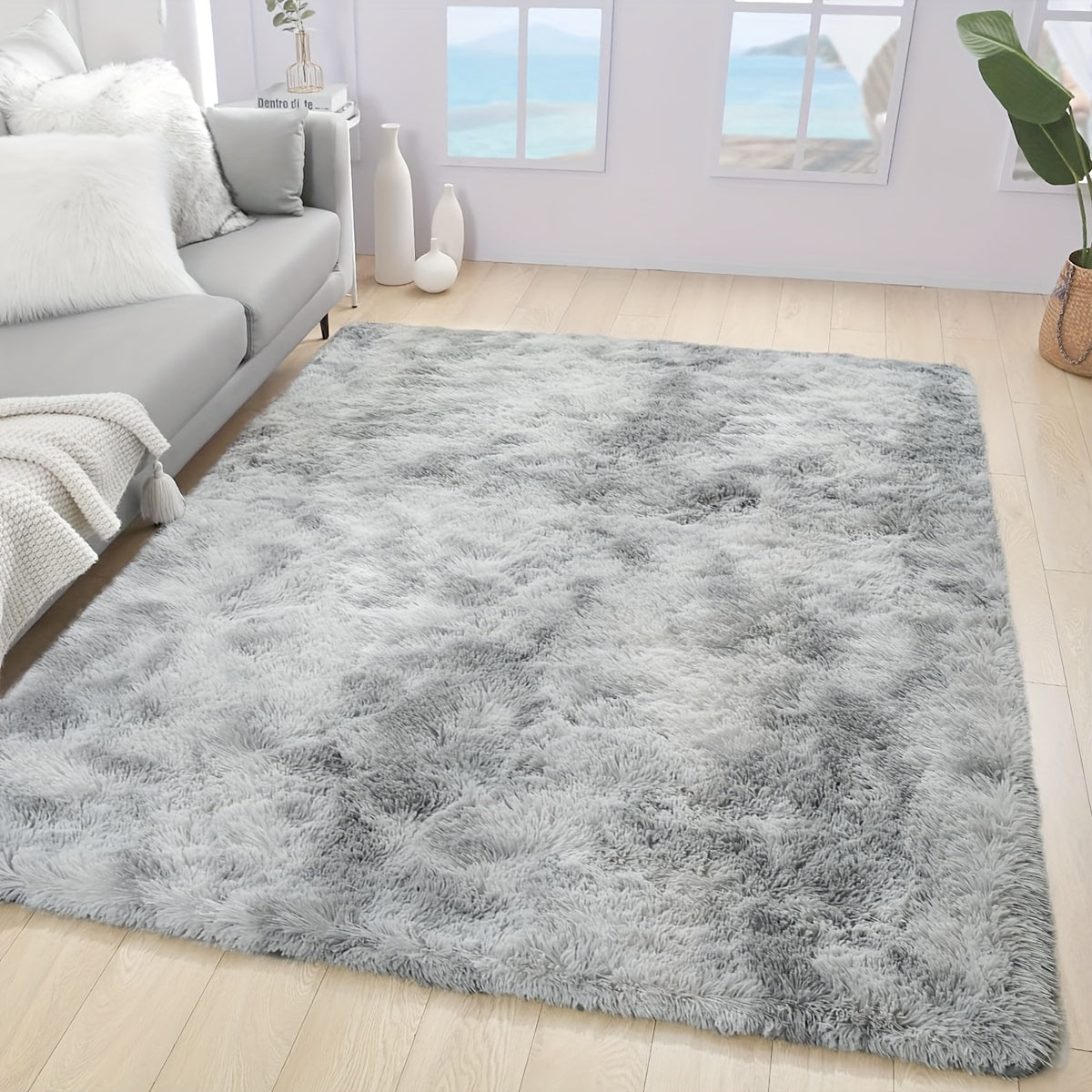 Soft fluffy shag area rug for living room, shaggy floor carpet for bedroom. Cute luxury non-slip machine washable carpet, perfect for home decor.