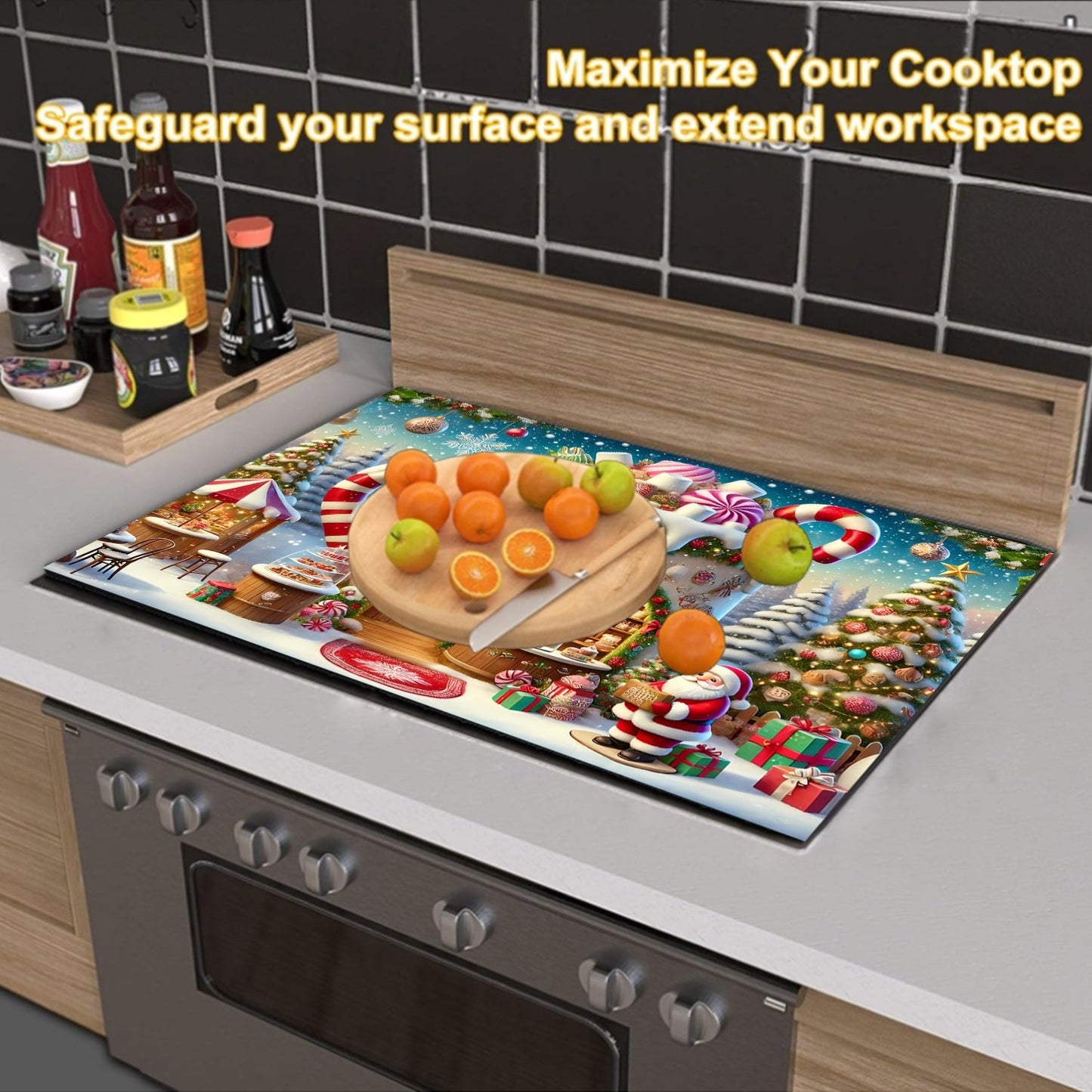 Protect your electric glass stove or cooktop this festive season with the 1pc Festive Christmas Anti-Slip Stove Top Protector. This waterproof, scratch-preventing, and heat-resistant cover is easy to clean and requires no electricity. Keep your