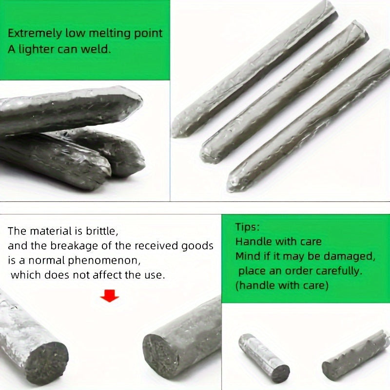 Lighter repair welding rod for various materials, including copper, iron, and aluminum.