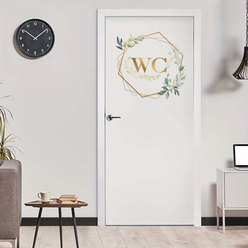 One self-adhesive WC door decal with floral and geometric design, suitable for ceramic surfaces. The decal is a single-use embellishment for the toilet lid.