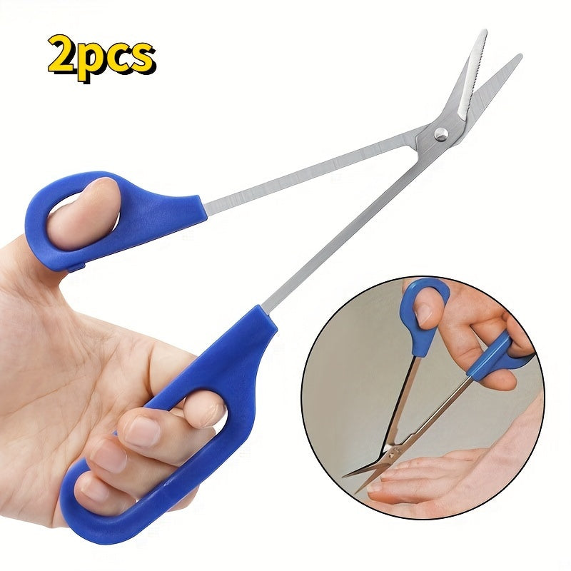 Ergonomic toenail clippers with long handles for precise trimming of thick nails.