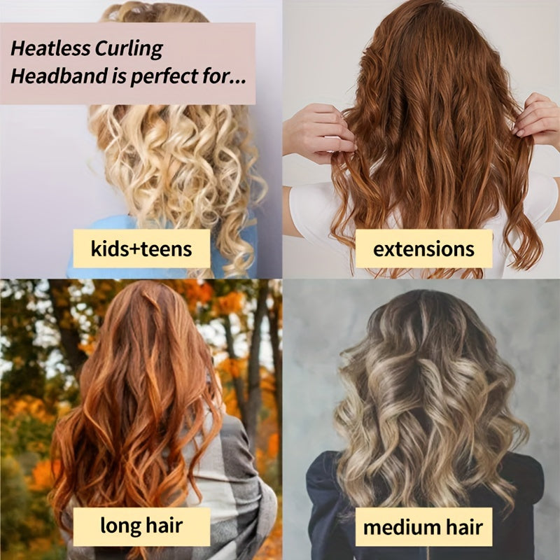 Set of 3 no-heat curling heads for long hair, including overnight and lazy curling options