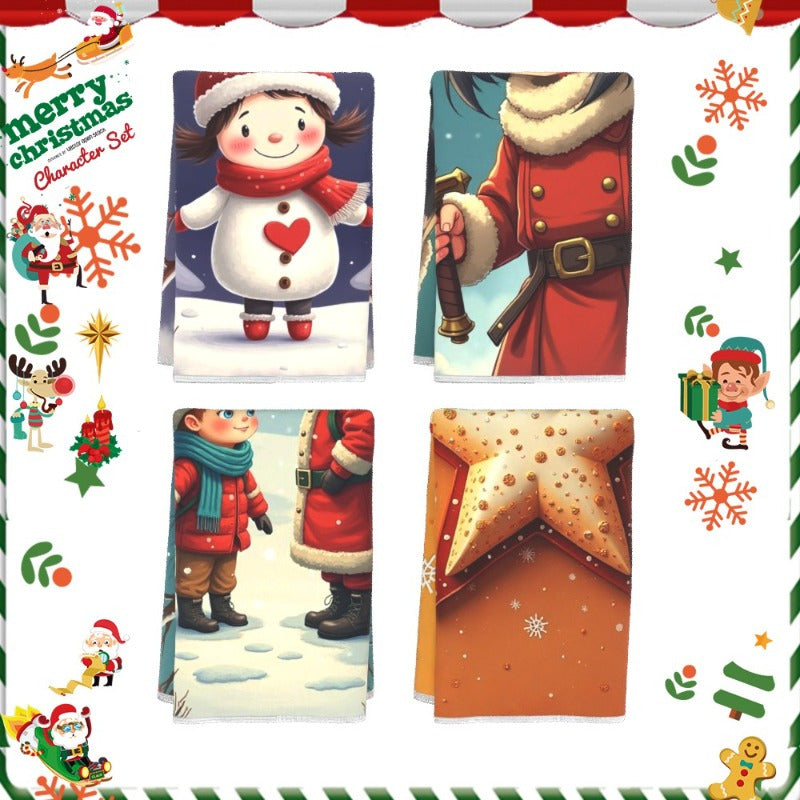 Winter Christmas Snowman Snowflake Soft Kitchen Towel Set - 4 pieces, 45.72*66.04cm - Christmas Towel Gift Decoration by MXKAF