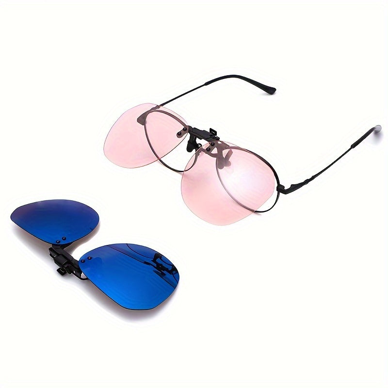 Adjustable unisex driving sunglasses clips that can be flipped up for ultra-light driving, providing protection against ultraviolet rays and harmful rays.