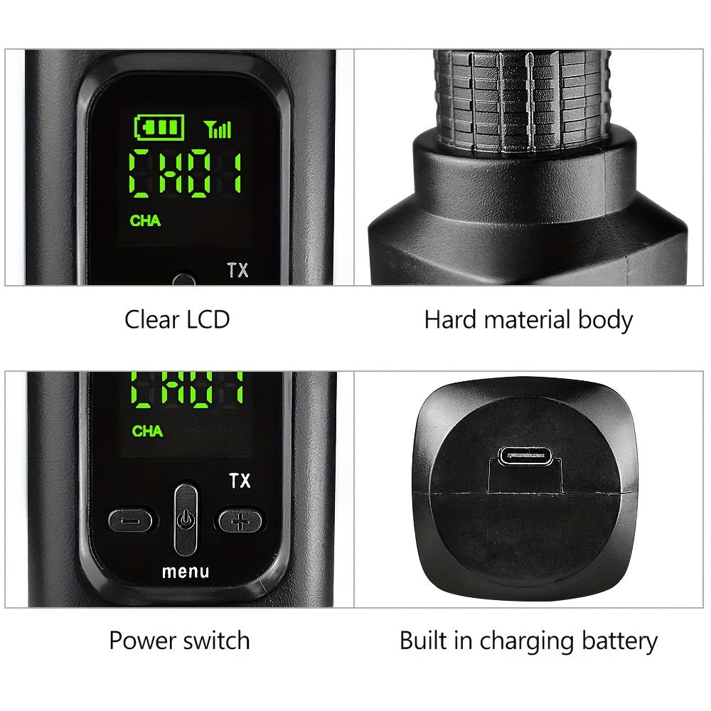 Heikuding Wireless XLR Transmitter & Receiver with Rechargeable Dynamic Microphone Adapter, 36V USB Charged, 1200mAh Battery, for various audio applications.