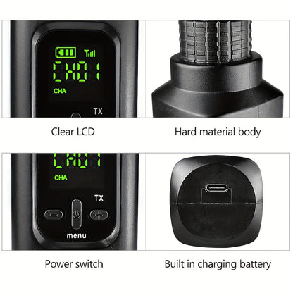 Heikuding Wireless XLR Transmitter & Receiver with Rechargeable Dynamic Microphone Adapter, 36V USB Charged, 1200mAh Battery, for various audio applications.