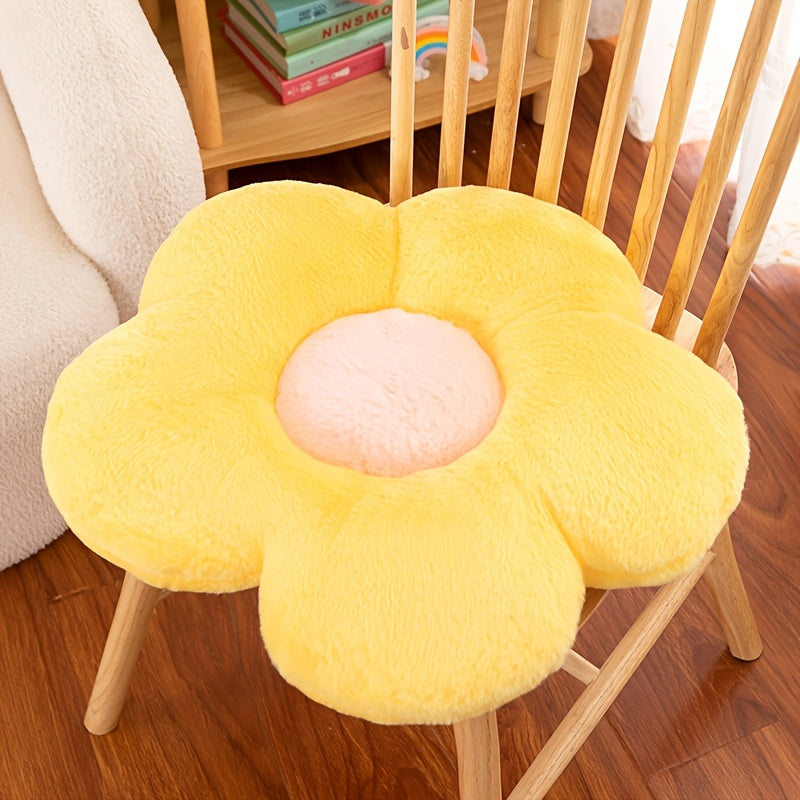 Soft, flower-shaped plush back support cushions made of polyester knit fabric in multiple colors for a cozy home, office, and car, suitable for elderly individuals.