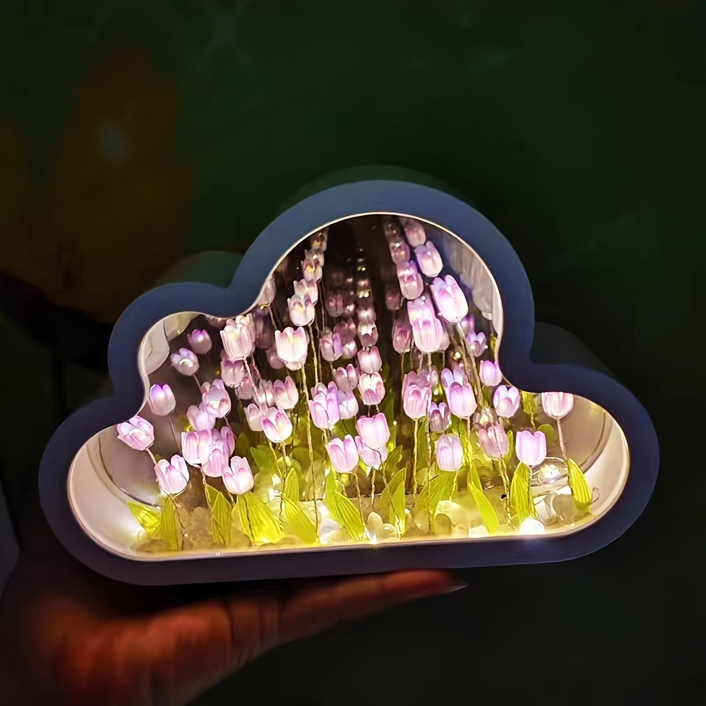 Multicolored Tulip LED Night Light with Mirror - DIY Floral Design for Teen Girls' Bedroom and Special Occasions.