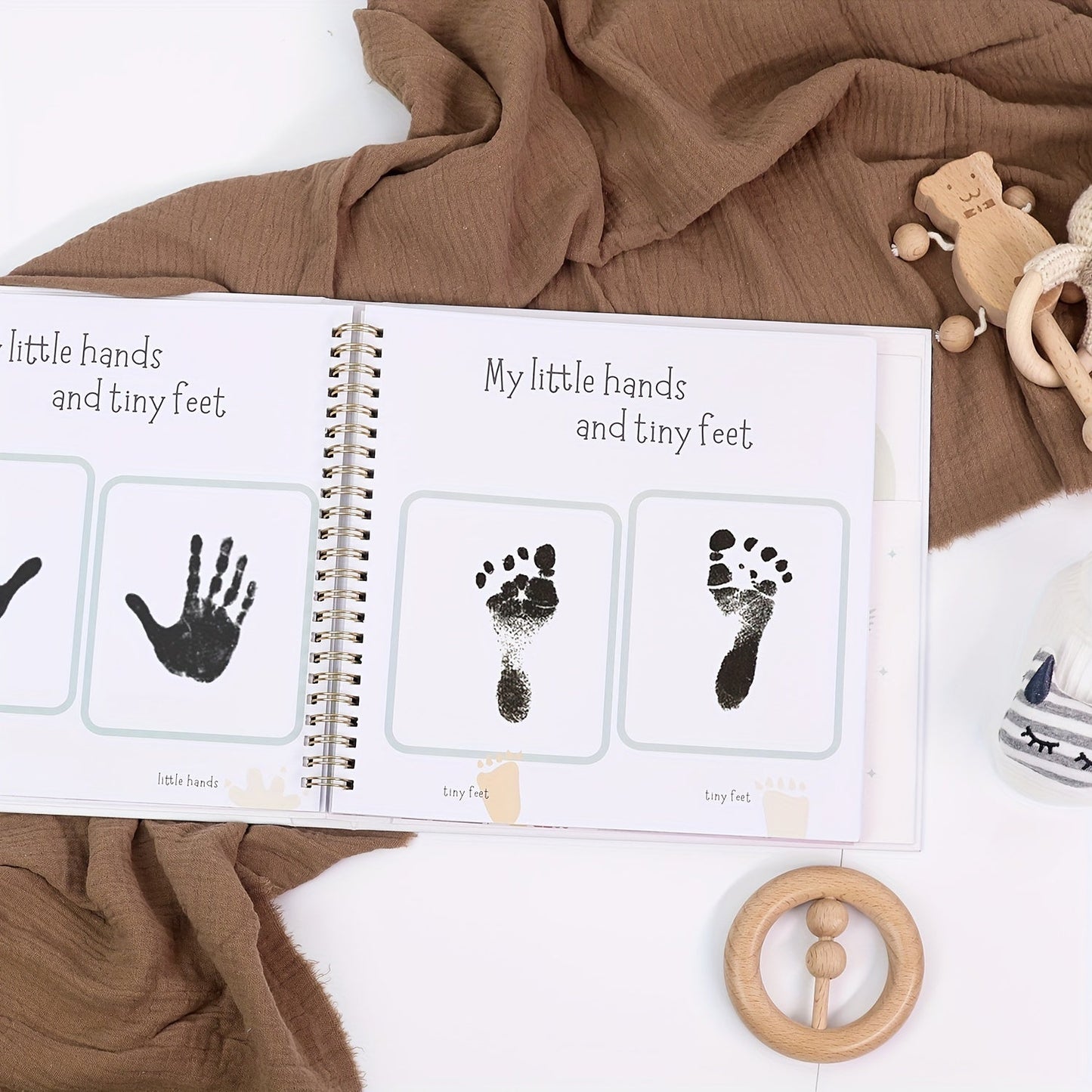 Year One Commemorative Book for Youngsters feat. Little Sheep Model, Inner Pages with Double-Sided Tape & Hidden Coil Hardcover, Copper Plate Black Golden Cover, includes 12 Months Milestone Stickers & Special Paper. Perfect for New Mom & Boy and Girl