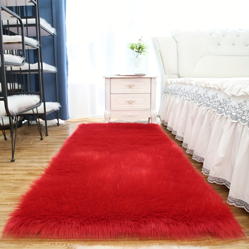 Plush White Faux Sheepskin Rug - Luxurious, Easy to Clean Carpet for Living Room & Bedroom, Ideal Holiday Present